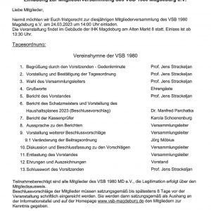 Einladung zur Mitgliederversammlung unterschrieben