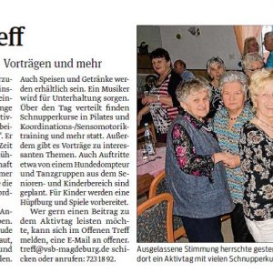 Ein Artikel aus der Magdeburger Volksstimme vom 17.02.2017: Am 22. April 2017 findet der Tag der offenen Tür im offenen Treff Magdeburg statt.