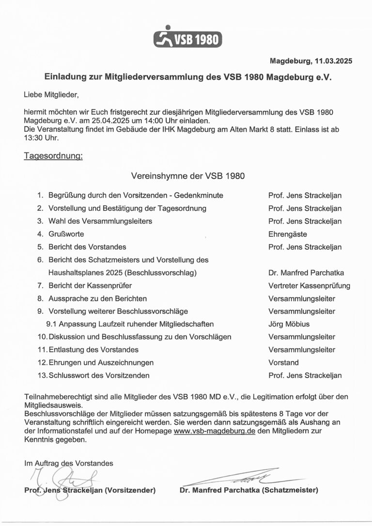 Einladung zur Mitgliederversammlung