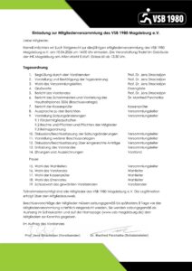 Einladung zur Mitgliederversammlung des VSB 1980 Magdeburg e.V. am 10.04.2026